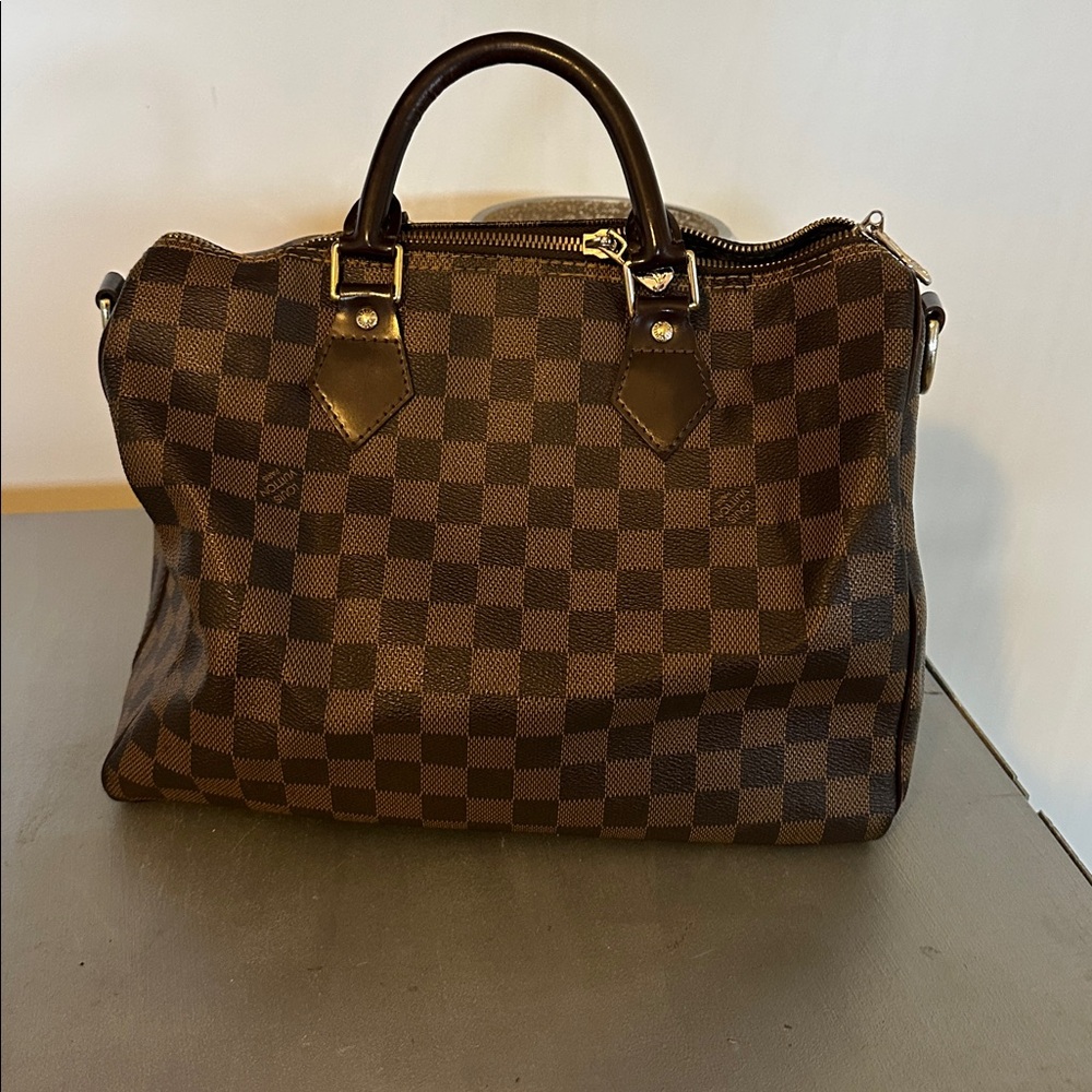 Brown Checkered Handbag